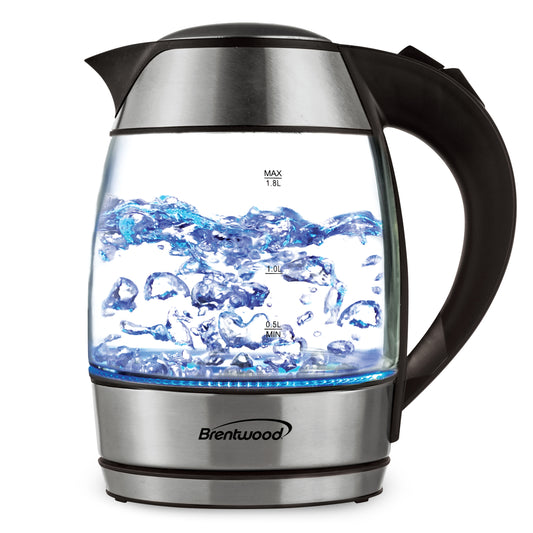 Brentwood 1.8L Cordless Glass Electric Kettle with Tea Infuser