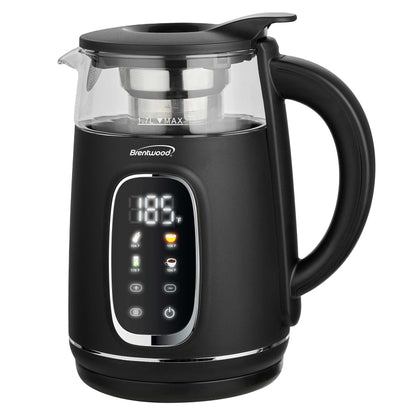 Brentwood 1100W 1.7L BPA Free Cordless Digital Glass Electric Kettle with Tea Infuser