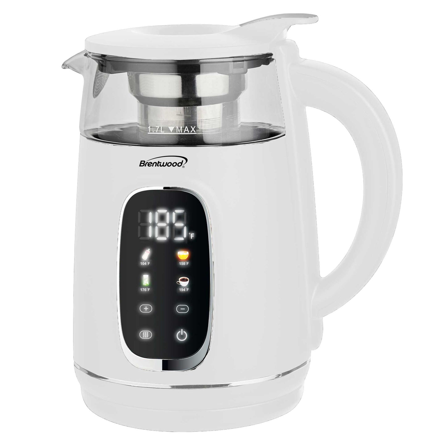 Brentwood 1100W 1.7L BPA Free Cordless Digital Glass Electric Kettle with Tea Infuser