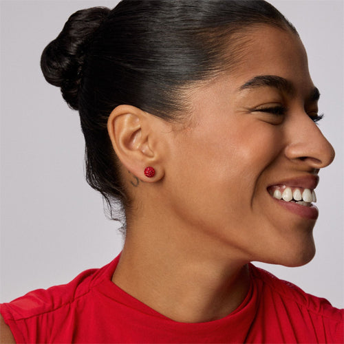 Hillberg & Berk Small Red Velvet Sparkle Ball™ Stud Earrings