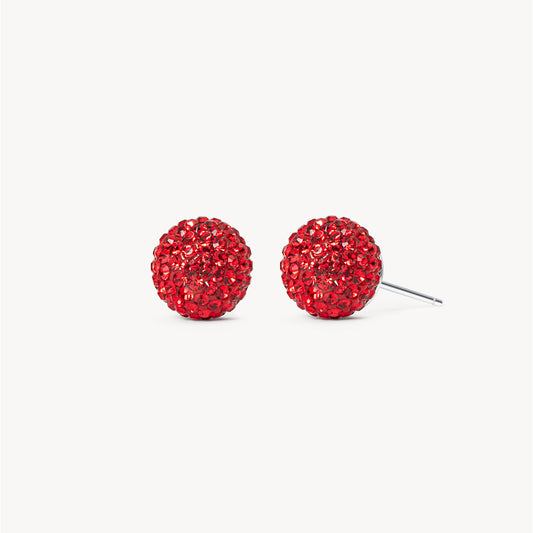 Hillberg & Berk Medium Red Velvet Sparkle Ball™ Stud Earrings