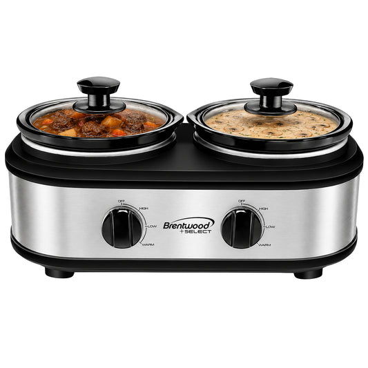 Brentwood Double Slow Cooker, Buffet Server, and Food Warmer