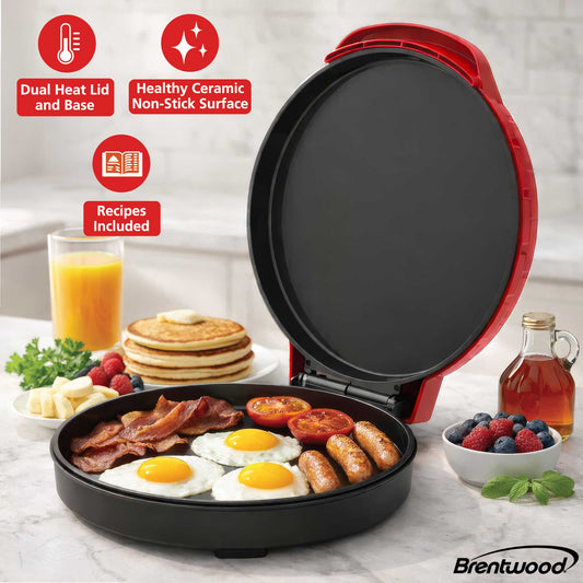 Brentwood 12-Inch Ceramic Non-Stick Pizza Maker and Griddle