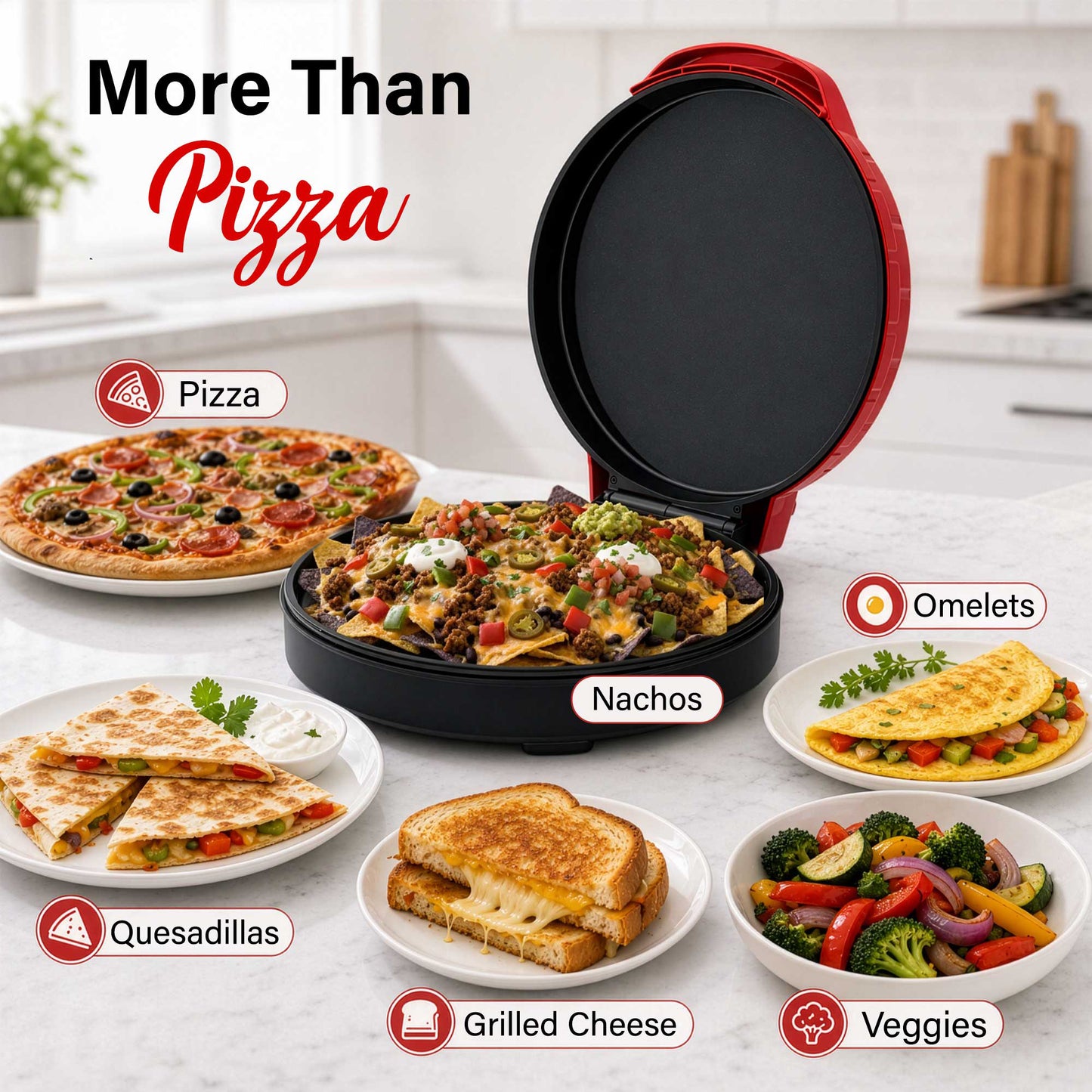 Brentwood 12-Inch Ceramic Non-Stick Pizza Maker and Griddle