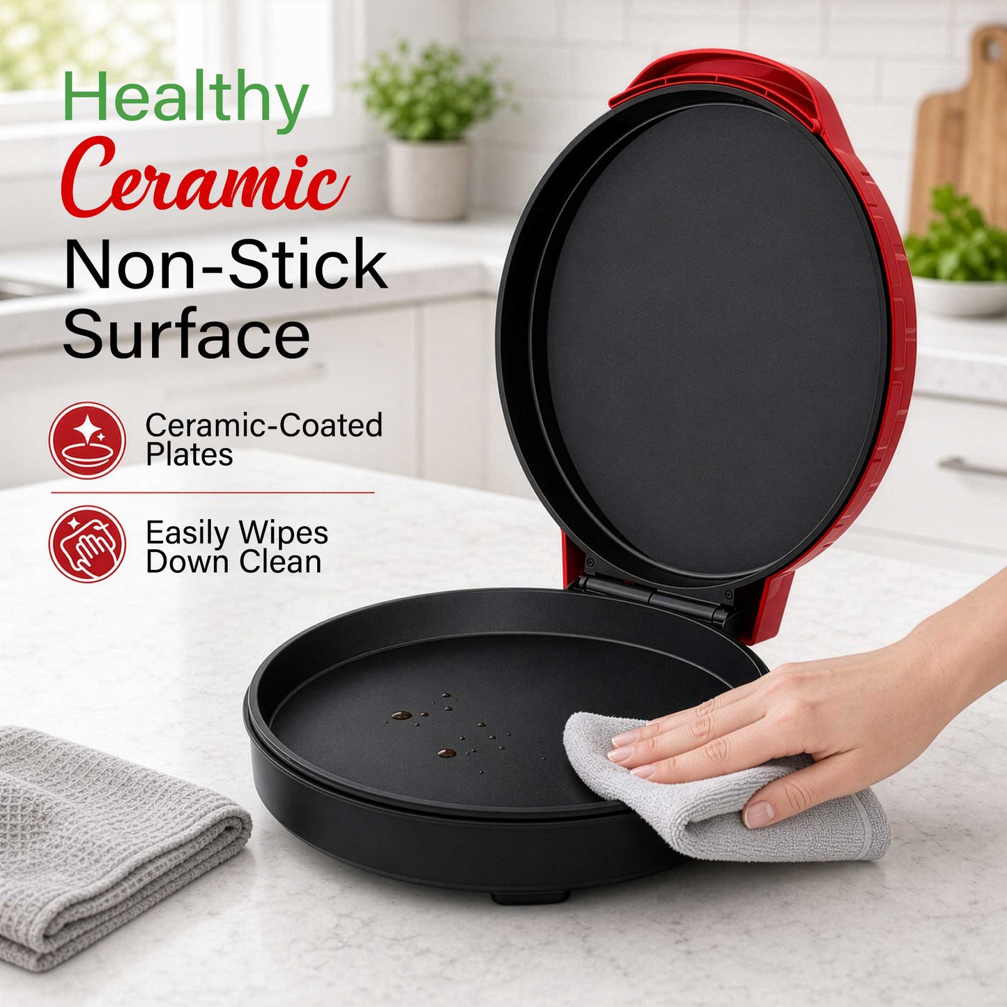 Brentwood 12-Inch Ceramic Non-Stick Pizza Maker and Griddle