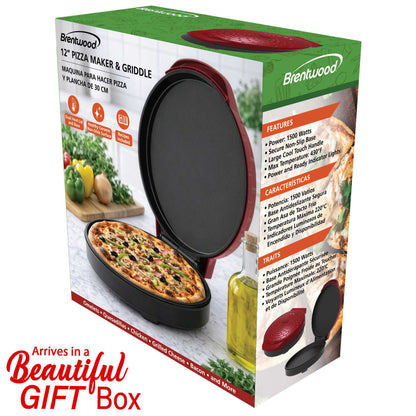 Brentwood 12-Inch Ceramic Non-Stick Pizza Maker and Griddle
