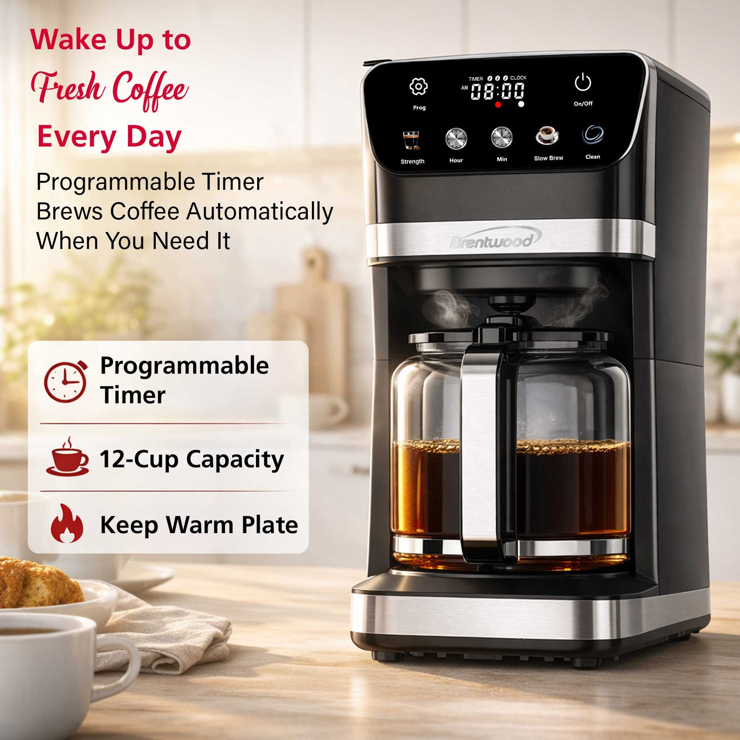 Brentwood 12-Cup Digital Drip Coffee Maker