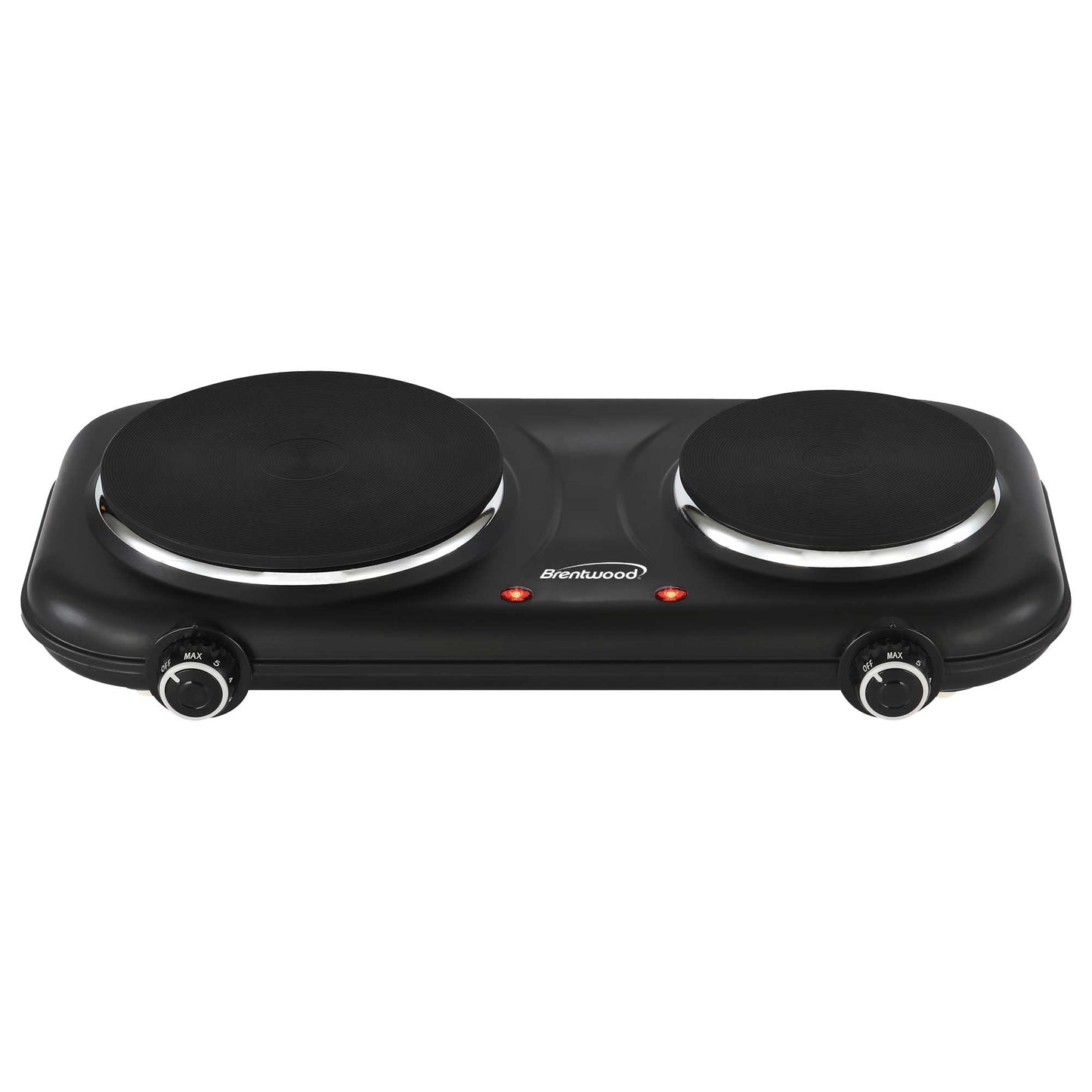 Brentwood 1800w Countertop Double Cast Iron Burner Electric Hot Plates with Temperature Control and Power Indicator Light