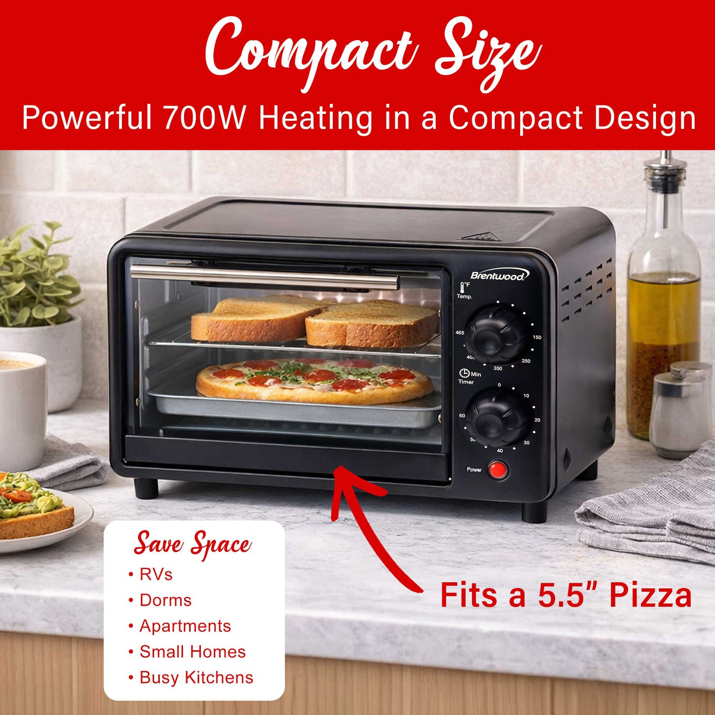 Brentwood 2 Slice Countertop Toaster Oven