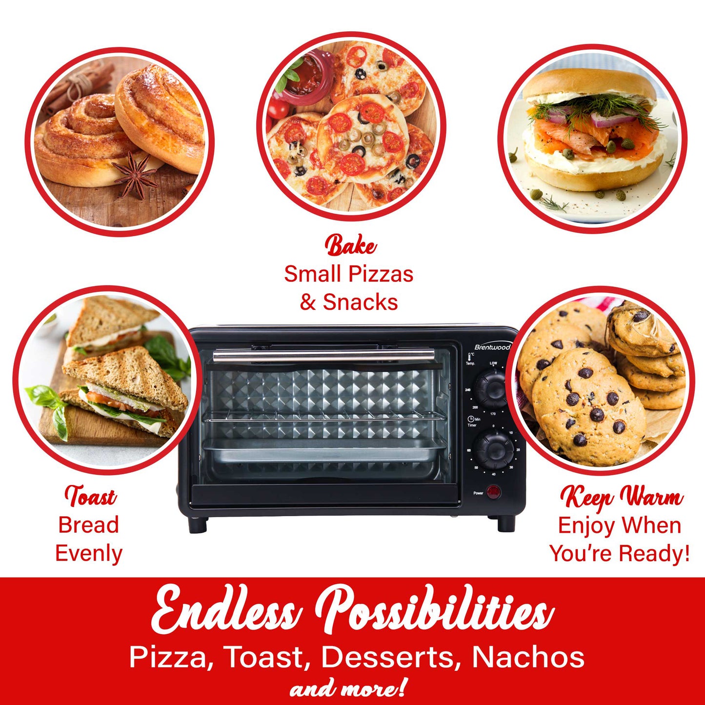 Brentwood 2 Slice Countertop Toaster Oven