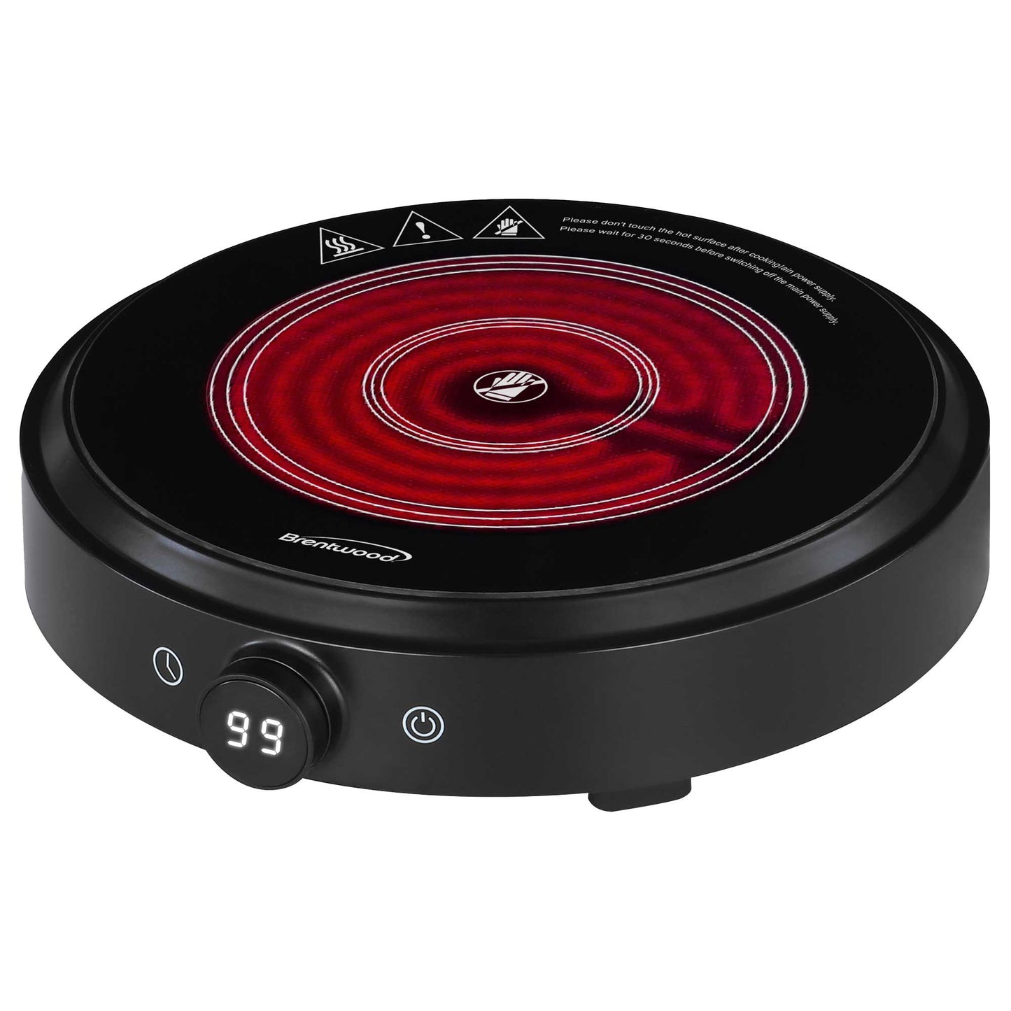 Brentwood Select 1500w 10-Inch Countertop Infrared Single Burner with Digital Touch Buttons