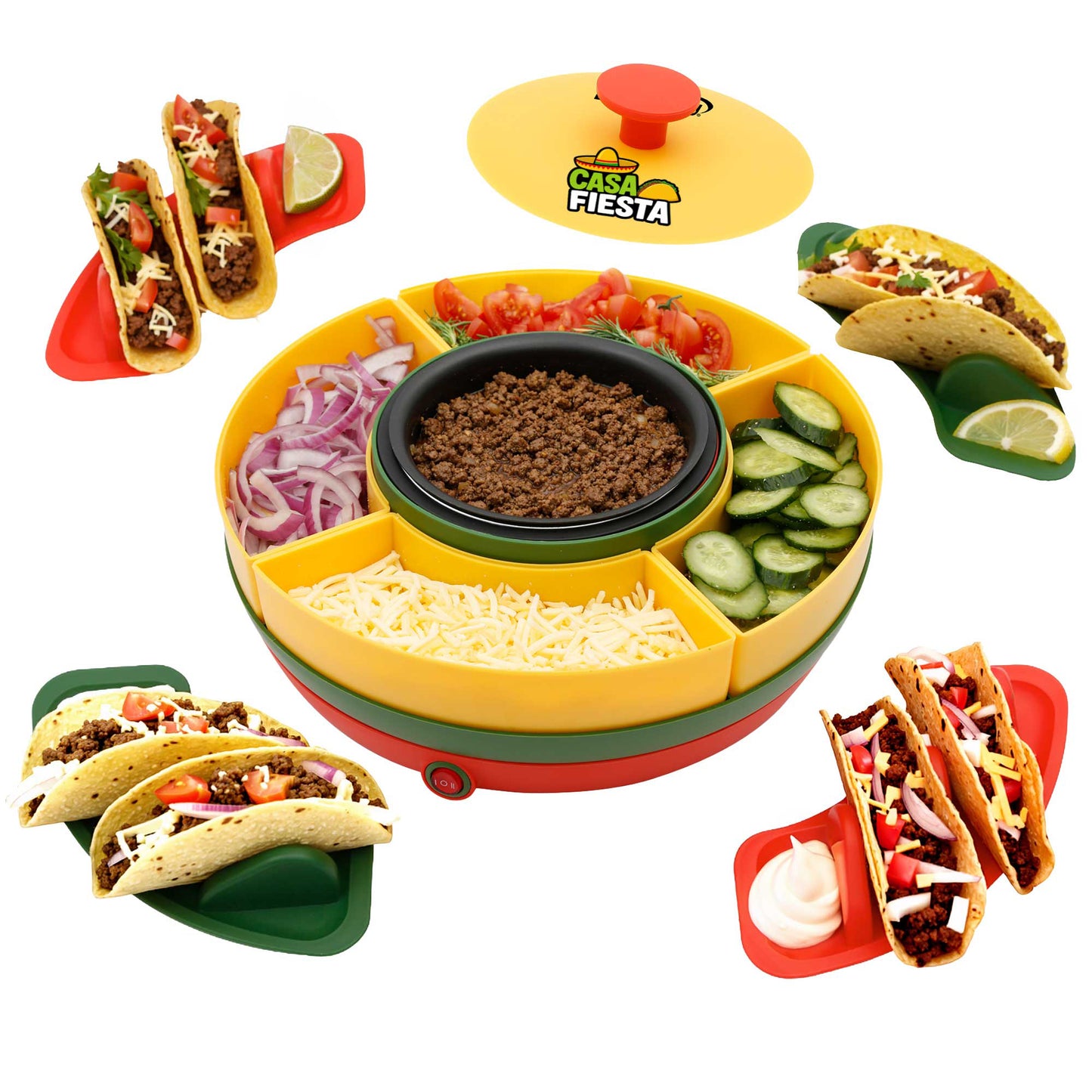 Brentwood Casa Fiesta Heated Taco Bar Serving Set