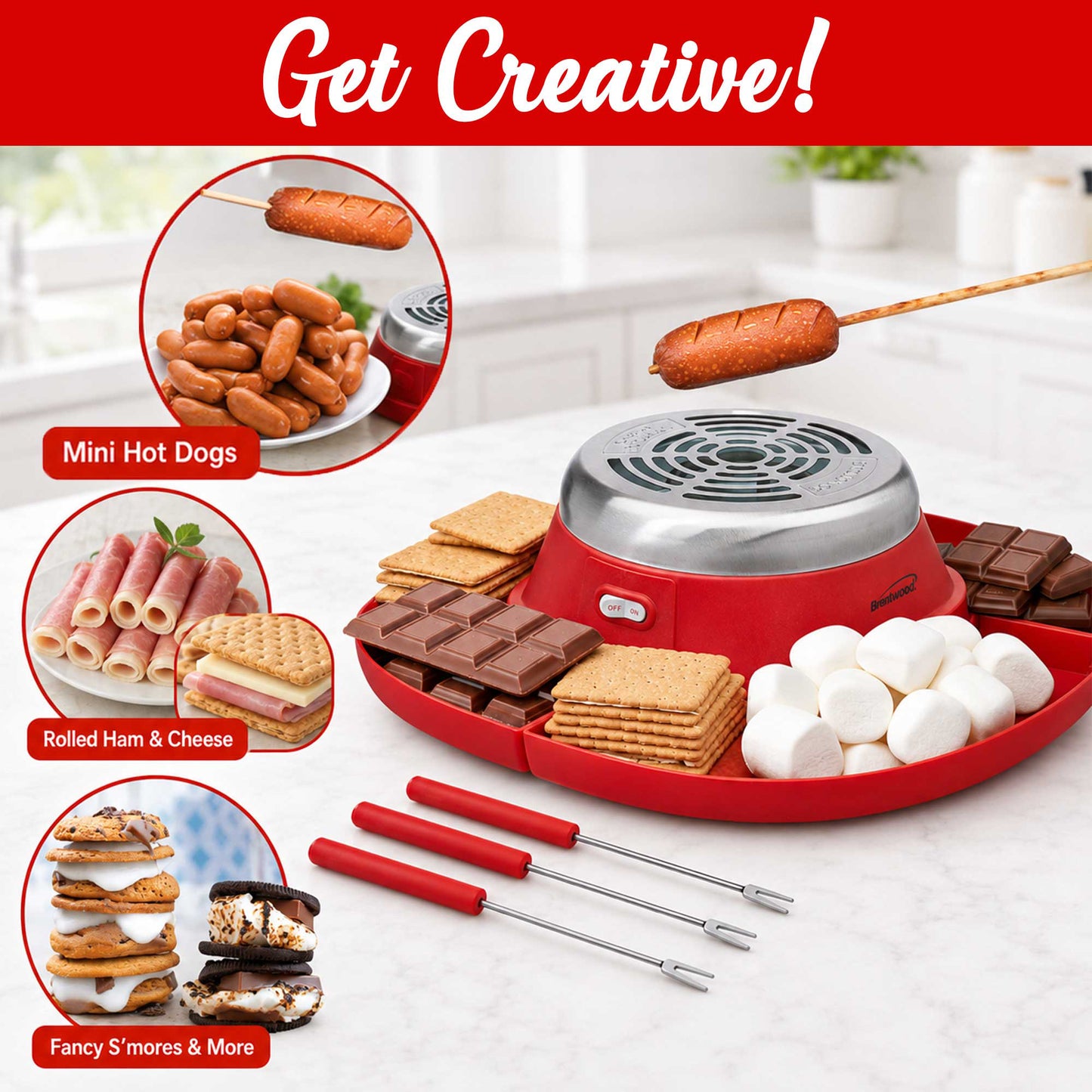Brentwood Indoor Electric Stainless Steel S’mores Maker
