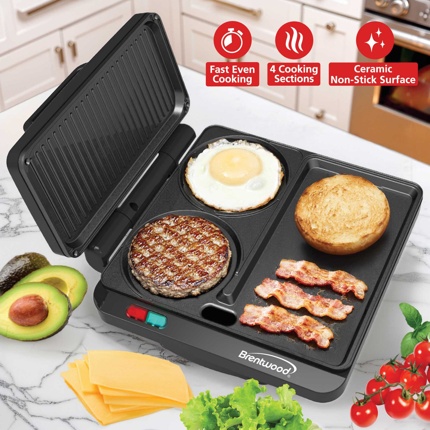 Brentwood 1000w Multipurpose Sandwich Maker and Hamburger Grill with Burger Press
