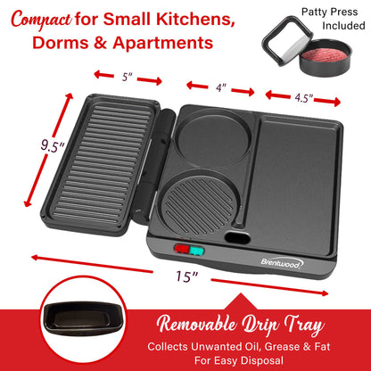 Brentwood 1000w Multipurpose Sandwich Maker and Hamburger Grill with Burger Press