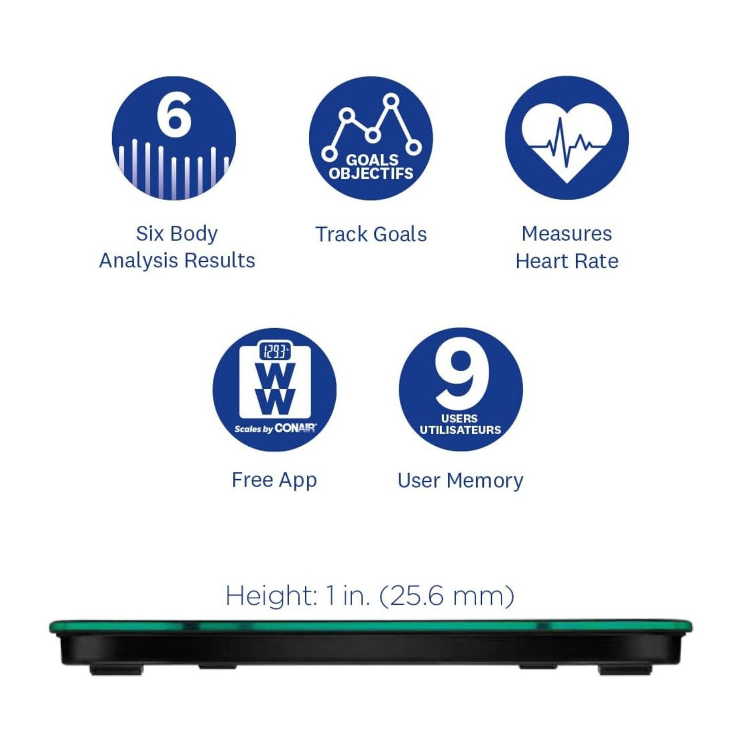 Conair Weight Watchers Digital Glass Scale with Body Analysis and Heart Rate