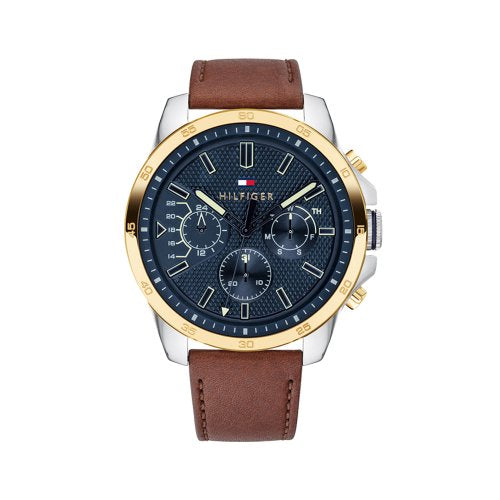 Blue Multi-eye Dial/Brown Leather Strap
